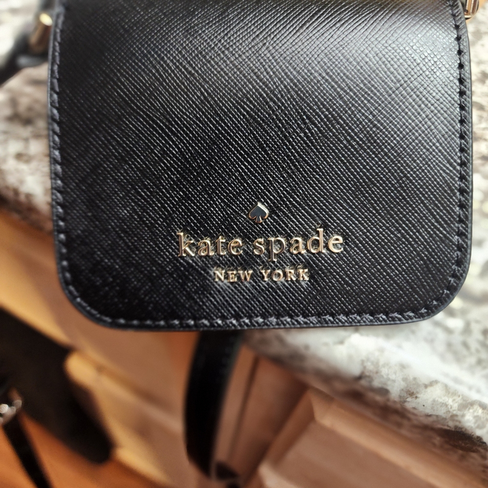 Kate Spade Staci Nort South Black Saffiano Leather Crossbody Phone Bag - Picture 11 of 14